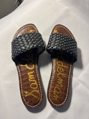 Sam Edelman Black Woven Stud Slide Sandals 8.5